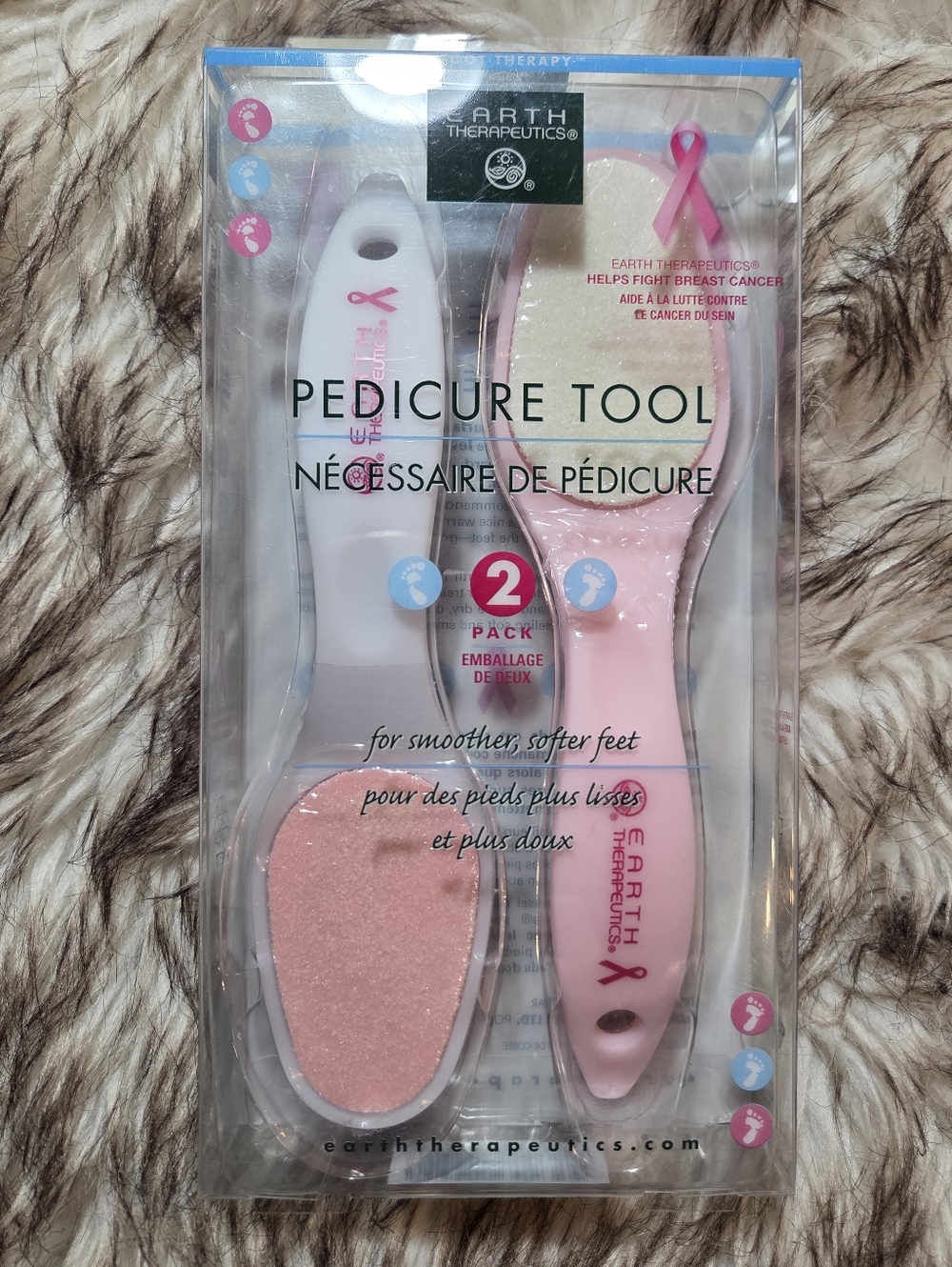 Earth Therapeutics Pink Breast Cancer Awareness  Pedicure Tool 2-Pack